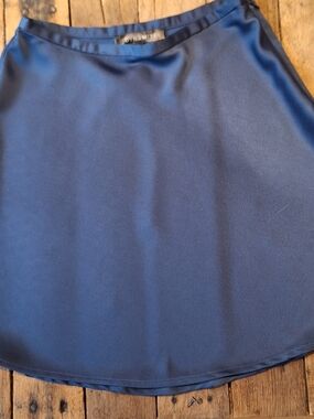 Navy A-Line Satin Skirt